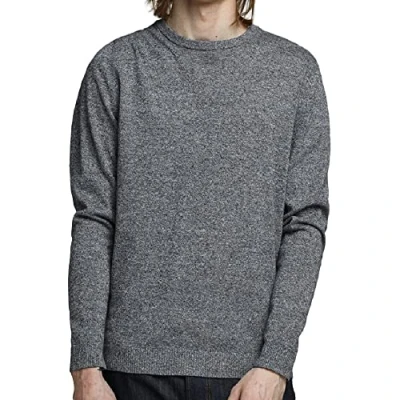 Image of JACK &amp; JONES Mens Basic Knit Crew Neck Slim Fit Cotton Comfort Sweater, Blue (Navy Blazer Detail: Twisted With Jet Stream), XS