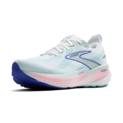Image of Brooks Glycerin GTS 22 Road running shoes, Women&#039;s, Size: 6.5, White limpet shell amparo blue Textile