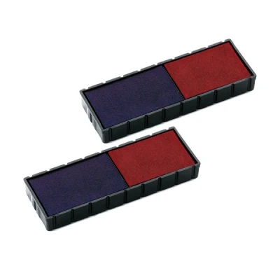 Image of COLOP E/12/2 Blue/Red Replacement Pads Pack of 2 107147 Two Colour Ink (Blue &amp; Red) to Fit S120/WD