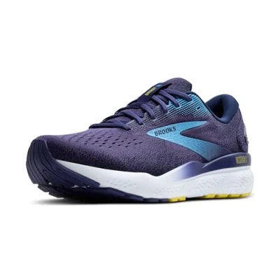 Image of Brooks Men&#039;s Ghost 16 Trainers, Blue Bonnie Yellow, 13 UK