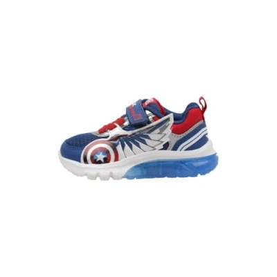 Image of Geox Captain America Ciberdron BOY Lights Trainers for kids, Size: 11.5K, Blue/red Imitation leather/ textile