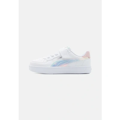 Image of Puma Caven 2.0 HOLO Unisex Trainers for kids, Size: 10K, White/mauve mist/silver Synthetics