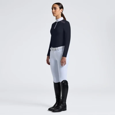 Image of Cavalleria Toscana Girls CT Jersey Heart Logo Print Show Shirt Long Sleeve Navy 14 Years Shirts Horse &amp; Equestrian