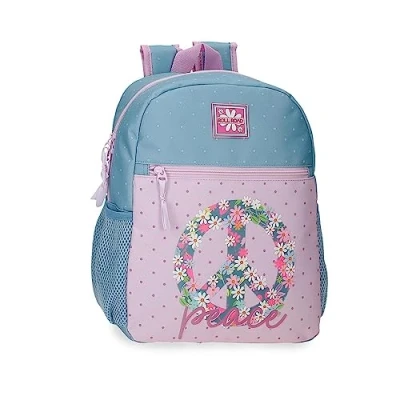 Image of Roll Road Peace Polyester Schulrucksäcke rosa &amp; blau, Colourful, One Size, Backpack