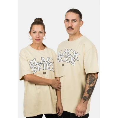 Image of Blackskies TEAM Print Tshirt, Size: Medium, Beige black