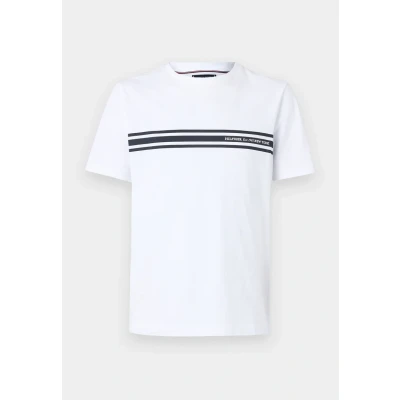 Image of Tommy Hilfiger Central Chest Stripe TEE Print Tshirt, Men&#039;s, Size: Small, White