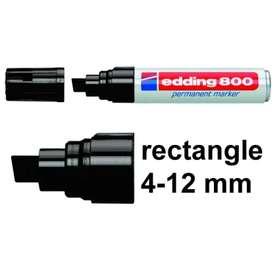 Image of edding 800 permanent marker black 1 pen chisel nib 4 12 mm for bold markings waterproof, quick drying, smear proof pens cardboard, plastic, wood, metal, glass and fabric