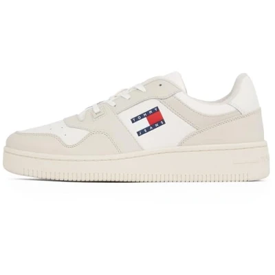 Image of Tommy Jeans Retro Basket Trainers, Men&#039;s, Size: 7, Ivory leather and imitation