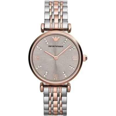 Image of Emporio Armani Watch silvercoloured/rosegoldcoloured, Women&#039;s, Size: One Size, Silver coloured/rosegold coloured