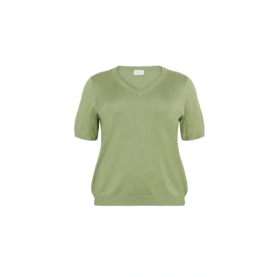 Image of Kaffe Curve Lizzy Vneck Basic Tshirt, Women&#039;s, Size: 22/24, Oil green