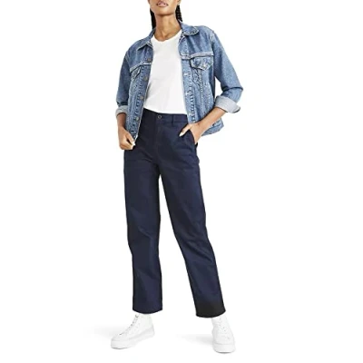 Image of Dockers Women&#039;s Original Khaki High Straight Casual Pants, Navy Blazer, 32