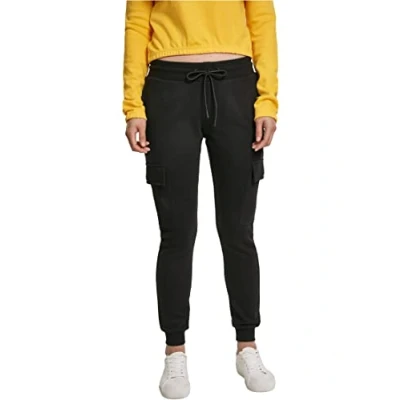 Image of Urban Classics Women&#039;s Hose Ladies Cargo Jogging Pants Sports Trousers, Black (Black 00007), S
