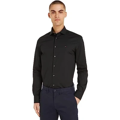 Image of Tommy Hilfiger CORE FLEX Poplin Formal shirt, Men&#039;s, Size: 18.5, Black