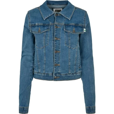 Image of Urban Classics Ladies Organic Denim Jacket jacket, Women&#039;s, Size: XS, Clearblue washed