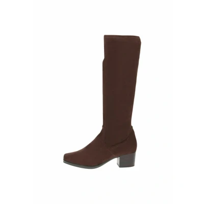 Image of CAPRICE Damen Hohe Stiefel mit Absatz Kniehoch Vegan, Braun (Dk Brn Stretch), 40.5 EU