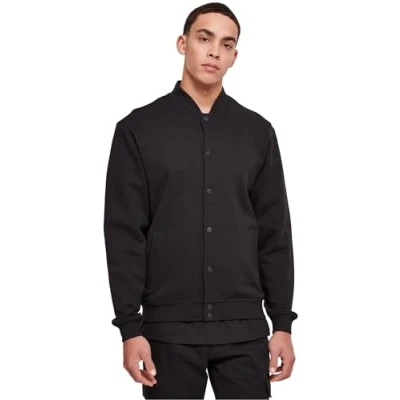 Image of Urban Classics Ultra Heavy Solid College Bomber Jacket, Men&#039;s, Size: Medium, Black