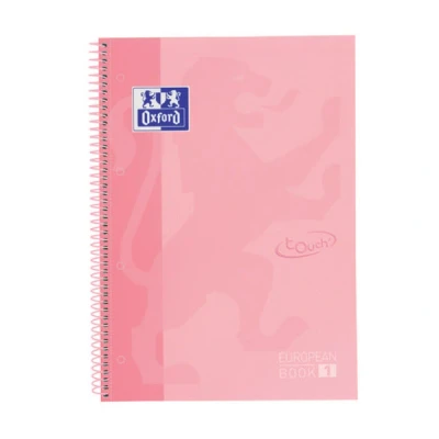 Image of Oxford A4 European Book 1, Lined, 160 Pages with Coloured Margins, Touch Hardcover, Whiteboard, Pastel Pink