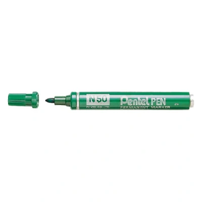 Image of Pentel N50 Permanent Marker Bullet Tip with Aluminium Barrel Waterproof Ink Green