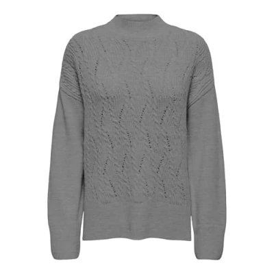 Image of ONLY Onlleise Freya HIGH NECK Jumper, Women&#039;s, Size: Small, Medium grey melange
