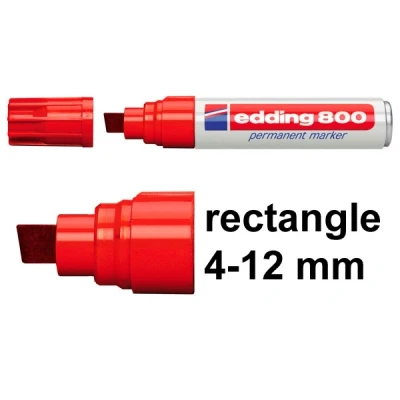 Image of edding 800 permanent marker red 5 pens chisel tip 4 12 mm for bold markings waterproof, quick drying, smear proof cardboard, plastic, wood, metal, glass and fabric