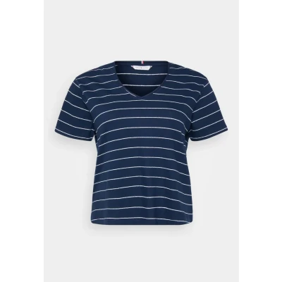 Image of Tommy Hilfiger Curve Print Tshirt, Women&#039;s, Size: 46, Calico/dark night navy