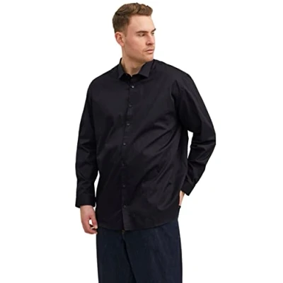 Image of Jack &amp; Jones Jprblacardiff L/S PS NOOS Shirt, Men&#039;s, Size: 4XL, Black