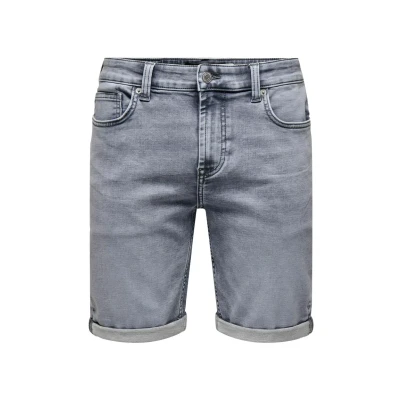 Image of Only &amp; Sons PLY Mittlere Taille Normal Geschnitten denim shorts, Men&#039;s, Size: Small, Medium grey