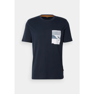 Image of BOSS Container Print Tshirt, Men&#039;s, Size: Small, Dark blue