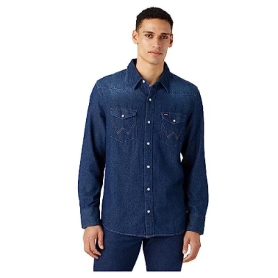 Image of Wrangler 27MW Shirt, Men&#039;s, Size: XXL, Blau