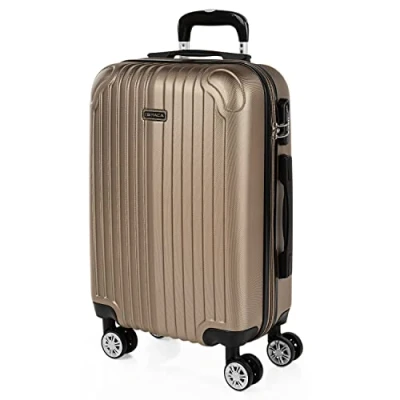 Image of ITACA Rigid Cabin Suitcase Travel Small with Wheels ABS Hand Luggage Case Telescopic Handle Lightweight Carry on TSA Combination Lock Lugg, Champagne
