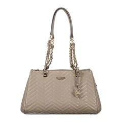 Image of Guess Anning Shoulder Satchel Handbag, Women&#039;s, Size: One Size, Dark taupe