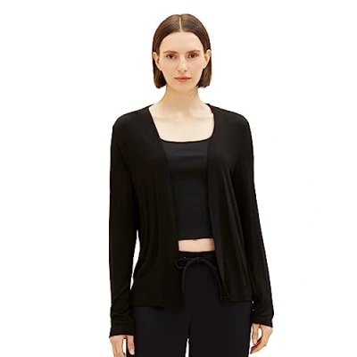 Image of TOM TAILOR Women&#039;s Basic Summer Cardigan, 29999 Black, XXL