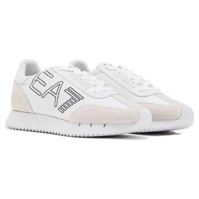 Image of EA7 Emporio Armani Vintage Unisex Trainers, Size: 12.5, White/black Leather and textile