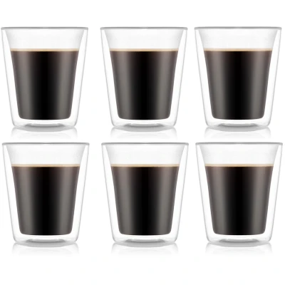 Image of Bodum Dubbelwandige Koffie Theeglazen Canteen Gepatenteerd Ventiel 200 ml 6 Stuks