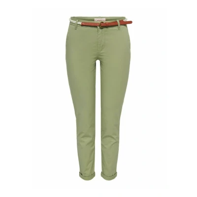 Image of ONLY Onlbiana BELT Chinos, Women&#039;s, Size: 6x32, Aloe