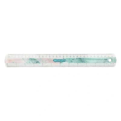 Image of Westcott Ruler made of plastic in pouring art and marble look, 30 cm, 12 inches, pink, E 13300 ROSE