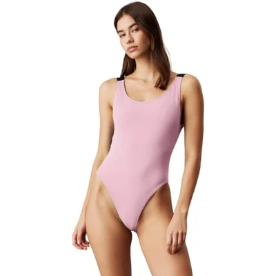 Image of Calvin Klein Swimwear Intense Power Scoop BACK ONE Piece Swimsuit, Women&#039;s, Size: 3XL, Dream pink