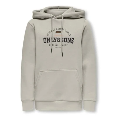 Image of ONLY &amp; SONS junior Osjceres Vintage Print HOOD Hoodie for kids, Size: 5 6y, Silver lining