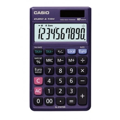Image of Casio SL 310TER+ Pocket Calculator 10 Digit Display with Euro Converter Blue