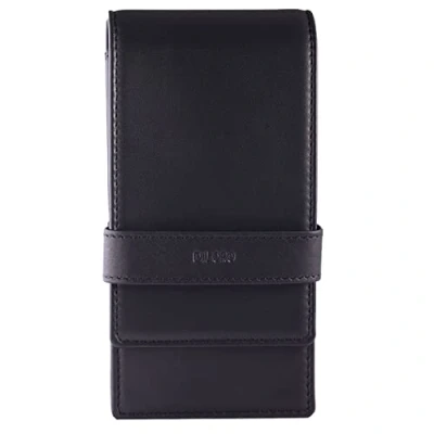 Image of DiLoro Leather Quad Pen Case Pencil Pouch Holder for Four Fountain Ballpoint Rollerball Pens and Pencils, Black, Classic