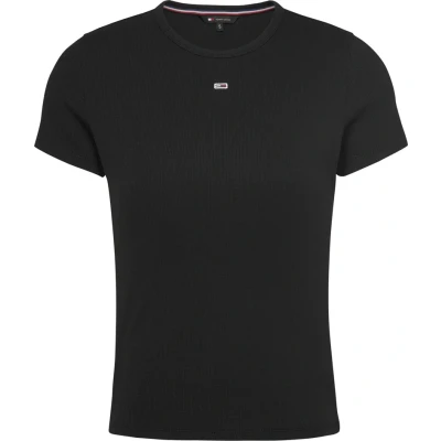 Image of Tommy Jeans SLIM Essential Basic Tshirt, Women&#039;s, Size: 8, Black