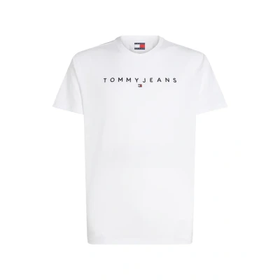 Image of Tommy Jeans Linear LOGO TEE Basic Tshirt, Men&#039;s, Size: 34, White