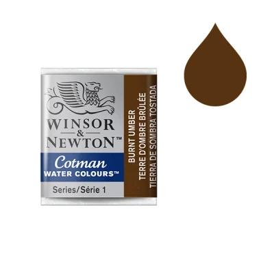 Image of Winsor &amp; Newton Cotman Watercolour Paint Half Pan Burnt Umber 076,Brown