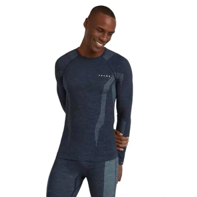 Image of FALKE Men&#039;s Wool tech Round Neck M L/S Sh Functional Yarn Quick Dry 1 Piece Base Layer Top (pack of 1)