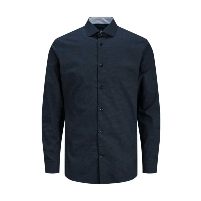 Image of Jack &amp; Jones Jprblaparker Detail L S NOOS Shirt, Men&#039;s, Size: XXL, Perfect navy