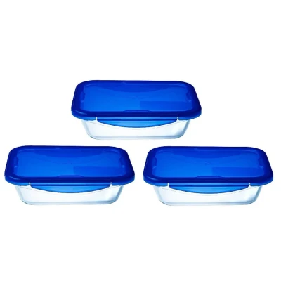 Image of Pyrex Freshness containers with lid Cook &amp; Go low 800 ml 3 Piece