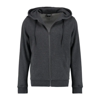 Image of Urban Classics Basic Zipup sweatshirt, Men&#039;s, Size: Small, Charcoal