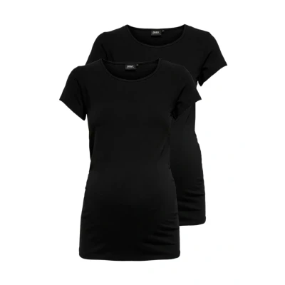 Image of ONLY Maternity Olmlovely LIFE Oneck 2 PACK Basic Tshirt black, Women&#039;s, Size: XS, Black