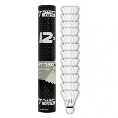 Image of Talbot Torro Hit 750 Badminton Shuttlecoks, White Natural Feathers, Tube of 12, Speed ​​77 Slow, 479086