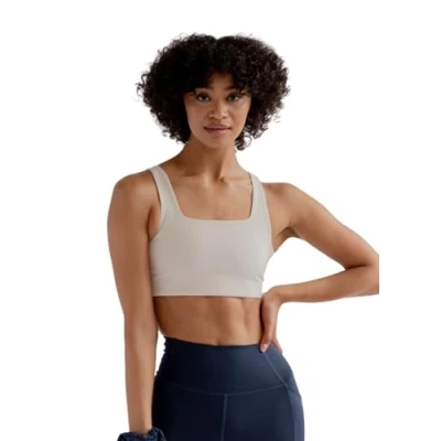Image of Girlfriend Collective Tommy Square NECK Medium support sports bra, Women&#039;s, Size: XS, Ivory